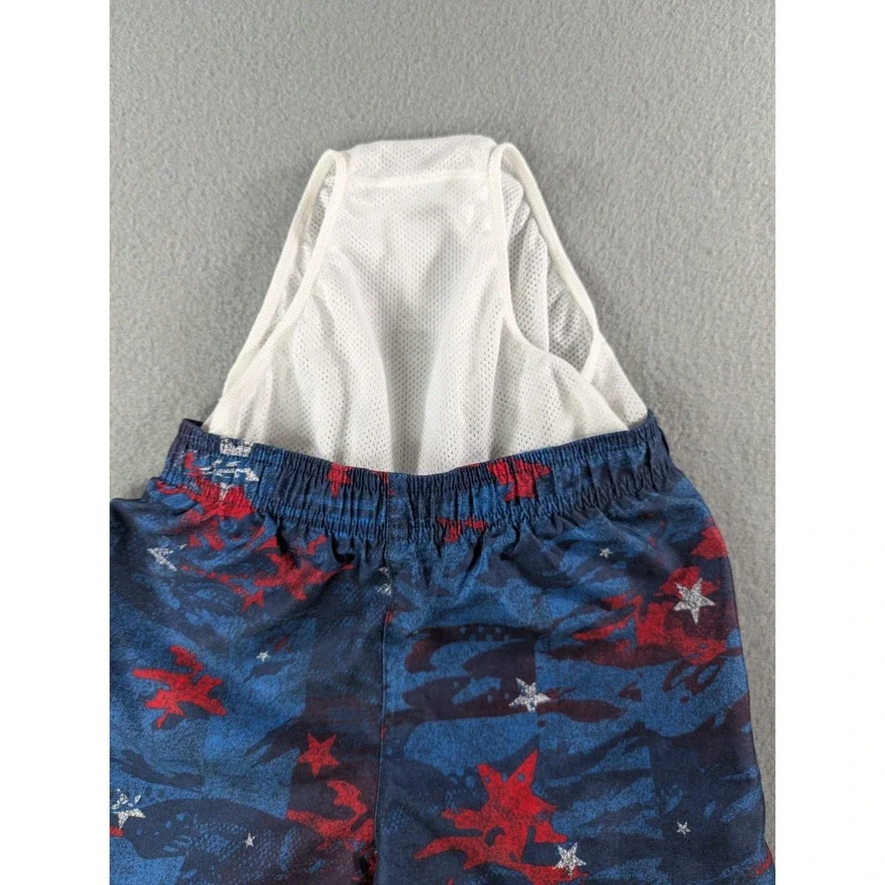 Under Armour Boys Stars and Stripes Camo Swim Trunks Size 7 Blue Red
